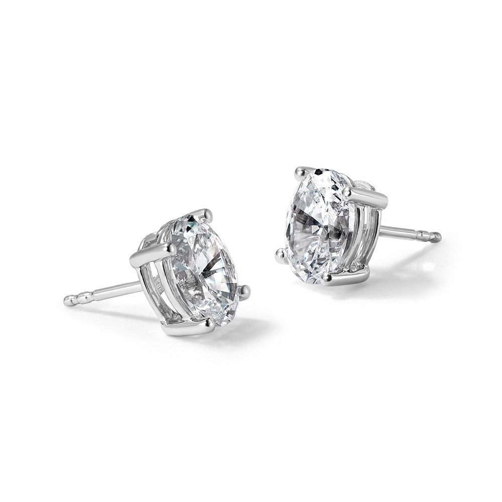 14kw 3ct Cert Lab Grown Diamond VS+ F+ Comp Oval 4 Prong Stud Earrings