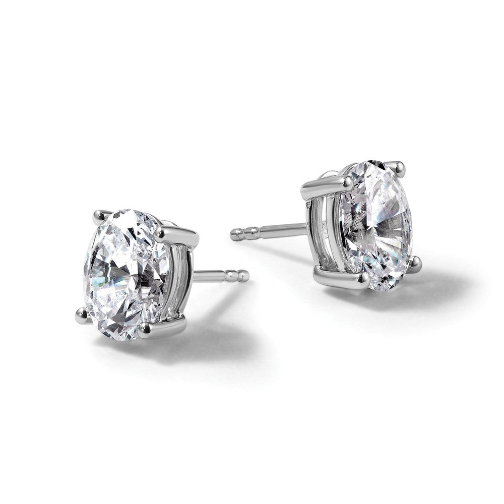 14kw 3ct Cert Lab Grown Dia VS/SI+ G+ Comp Oval 4 Prong Stud Earrings