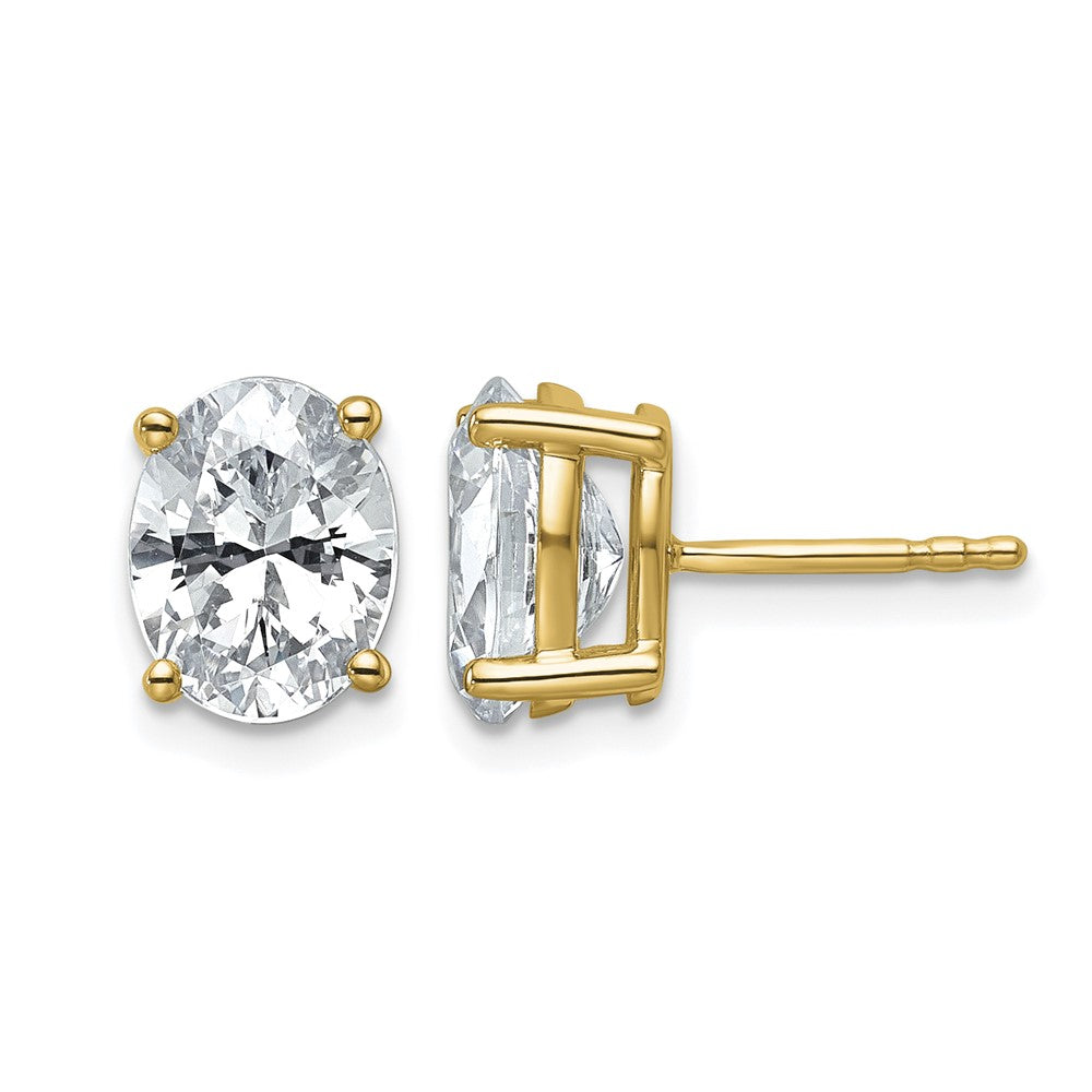 14ky 3ct Lab Grown Diamond VS+ F+ Comp Oval 4 Prong Stud Earrings