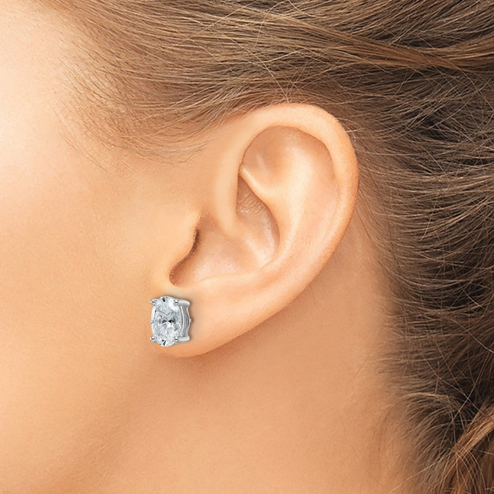 14kw 4ct Cert Lab Grown Dia VS/SI+ G+ Comp Oval 4 Prong Stud Earrings