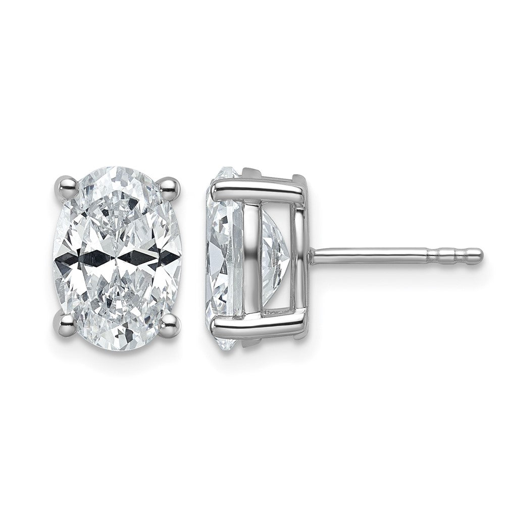 14kw 4ct Lab Grown Diamond VS+ F+ Comp Oval 4 Prong Stud Earrings