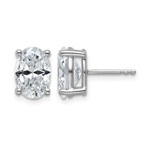 14kw 4ct Lab Grown Diamond VS+ F+ Comp Oval 4 Prong Stud Earrings