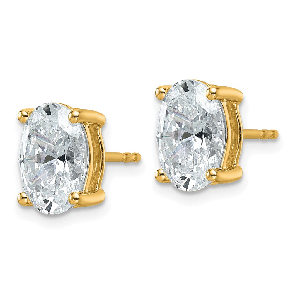 14ky 4ct Cert Lab Grown Diamond VS+ F+ Comp Oval 4 Prong Stud Earrings