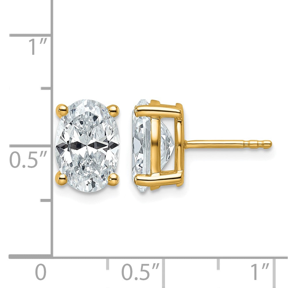 14ky 4ct Cert Lab Grown Dia VS/SI+ G+ Comp Oval 4 Prong Stud Earrings