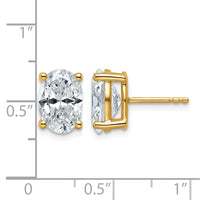 14ky 4ct Lab Grown Diamond VS+ F+ Comp Oval 4 Prong Stud Earrings