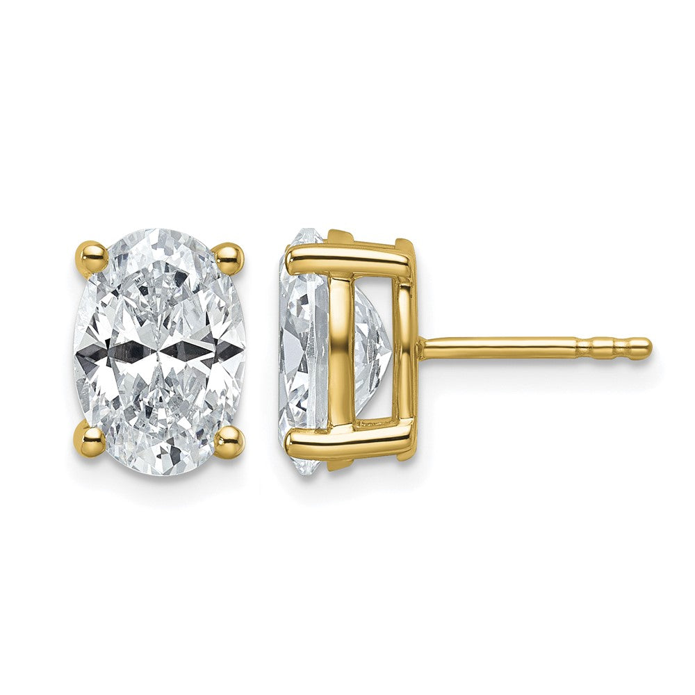 14ky 4ct Cert Lab Grown Dia VS/SI+ G+ Comp Oval 4 Prong Stud Earrings