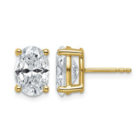 14ky 4ct Cert Lab Grown Dia VS/SI+ G+ Comp Oval 4 Prong Stud Earrings