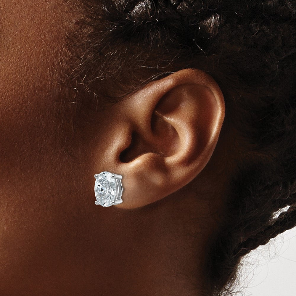 14kw 5ct Cert Lab Grown Diamond VS+ F+ Comp Oval 4 Prong Stud Earrings