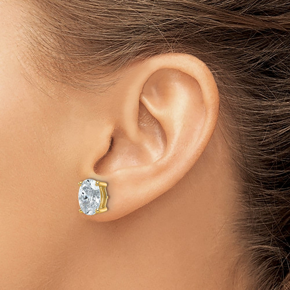 14ky 5ct Lab Grown Diamond VS/SI+ G+ Comp Oval 4 Prong Stud Earrings