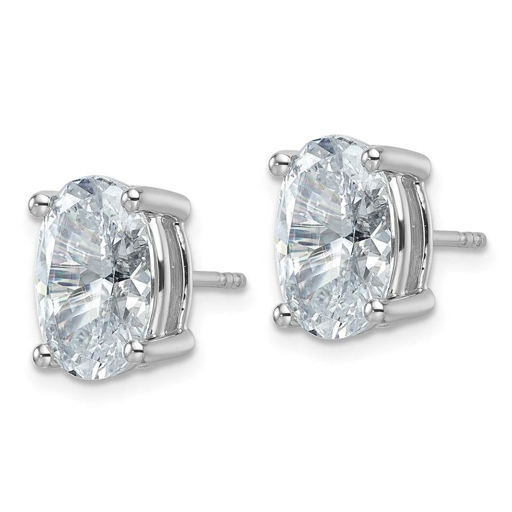 14kw 6ct Lab Grown Diamond VS+ F+ Comp Oval 4 Prong Stud Earrings