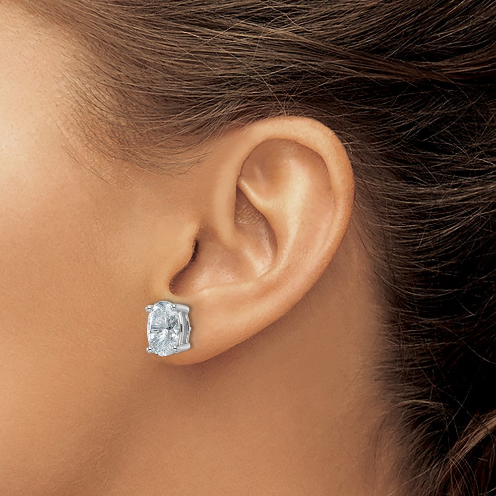 14kw 6ct Cert Lab Grown Diamond VS+ F+ Comp Oval 4 Prong Stud Earrings