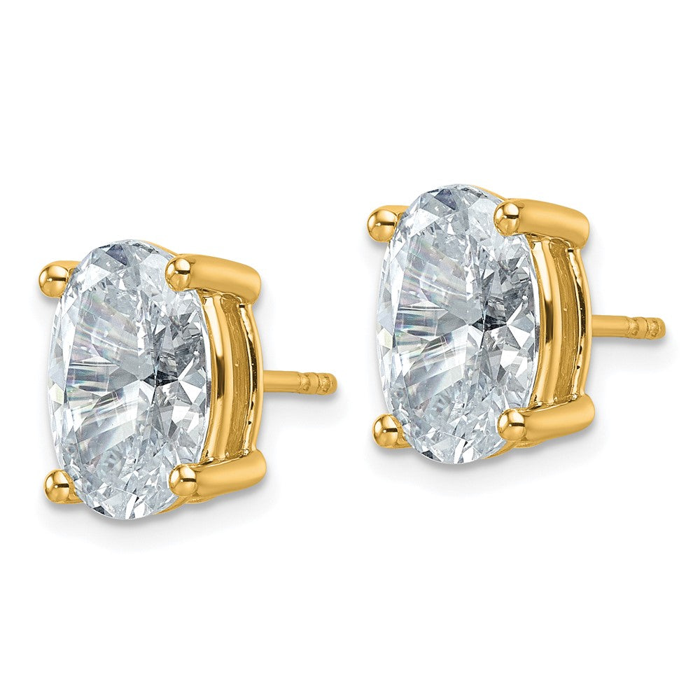 14ky 6ct Cert Lab Grown Diamond VS+ F+ Comp Oval 4 Prong Stud Earrings