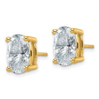 14ky 6ct Cert Lab Grown Diamond VS+ F+ Comp Oval 4 Prong Stud Earrings
