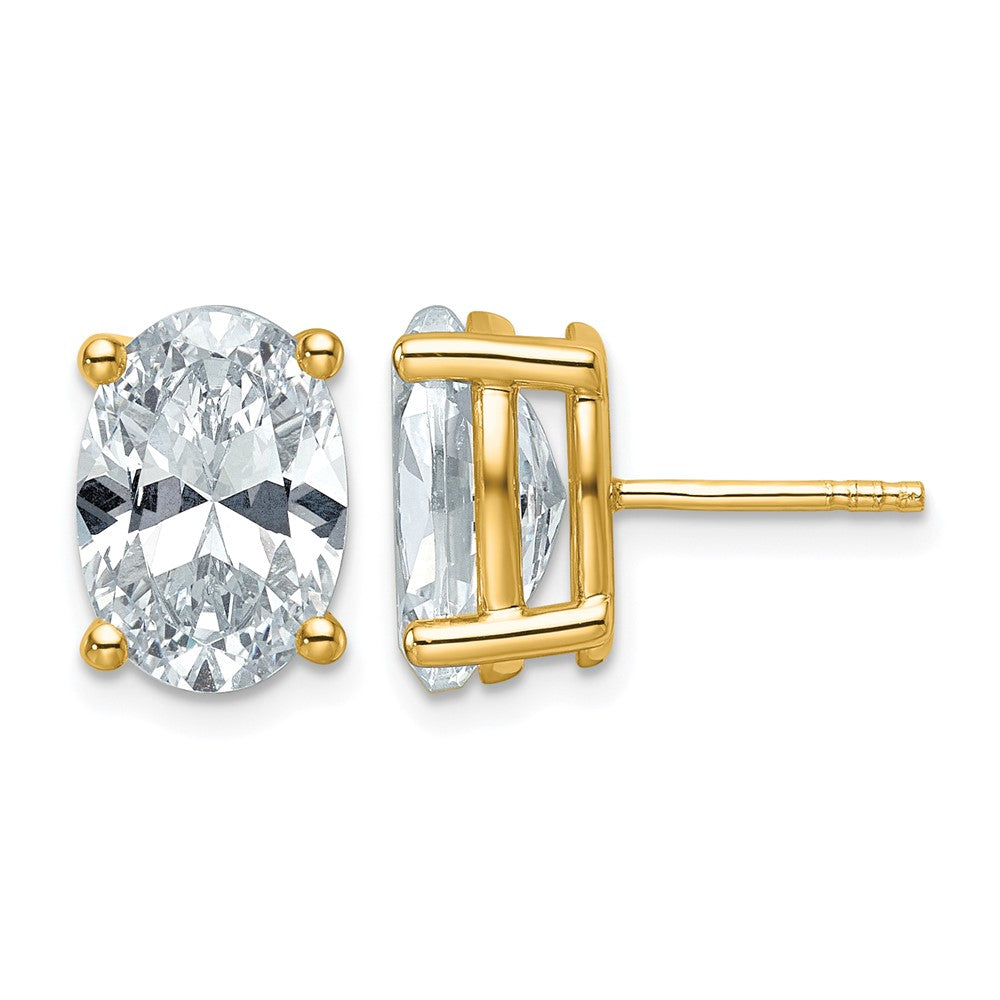 14ky 6ct Cert Lab Grown Diamond VS/SI+ G+ Comp Oval 4 Prong Stud Earrings