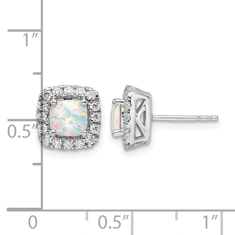 14kw 3/8ct Lab Grown Dia VS/SI+ G+ Oct Birthstone Cr Opal Post Earrings
