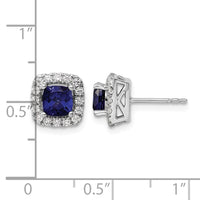 14kw 3/8ct Lab Grown Dia VS/SI+ G+ Sept Birthstone Cr Sapphire Post Earring
