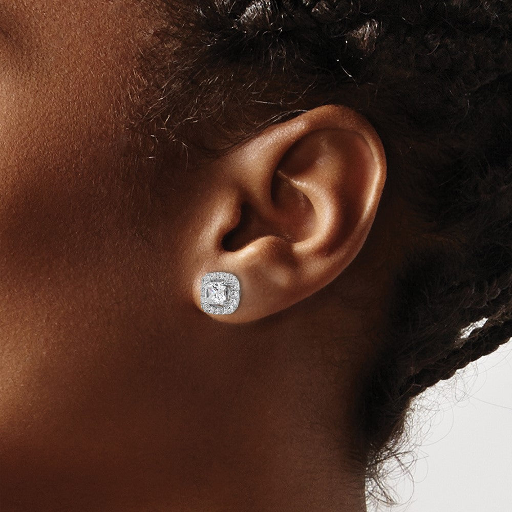 14kw 3/8ct Lab Grown Dia VS/SI+ G+ April Birthstone White Sapphire Earrings