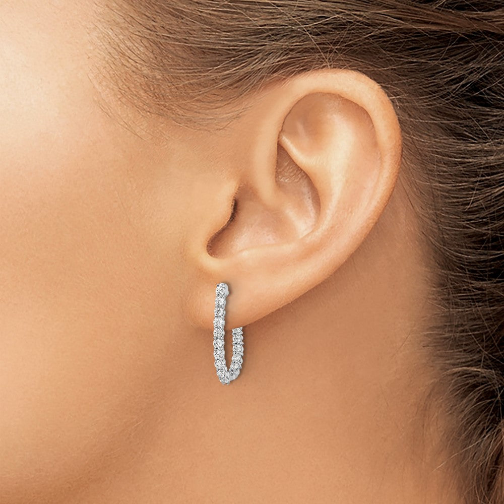 14kw 1ct Lab Grown Diamond VS/SI+ G+ Comp In/Out J-Hoop Hoop Earrings