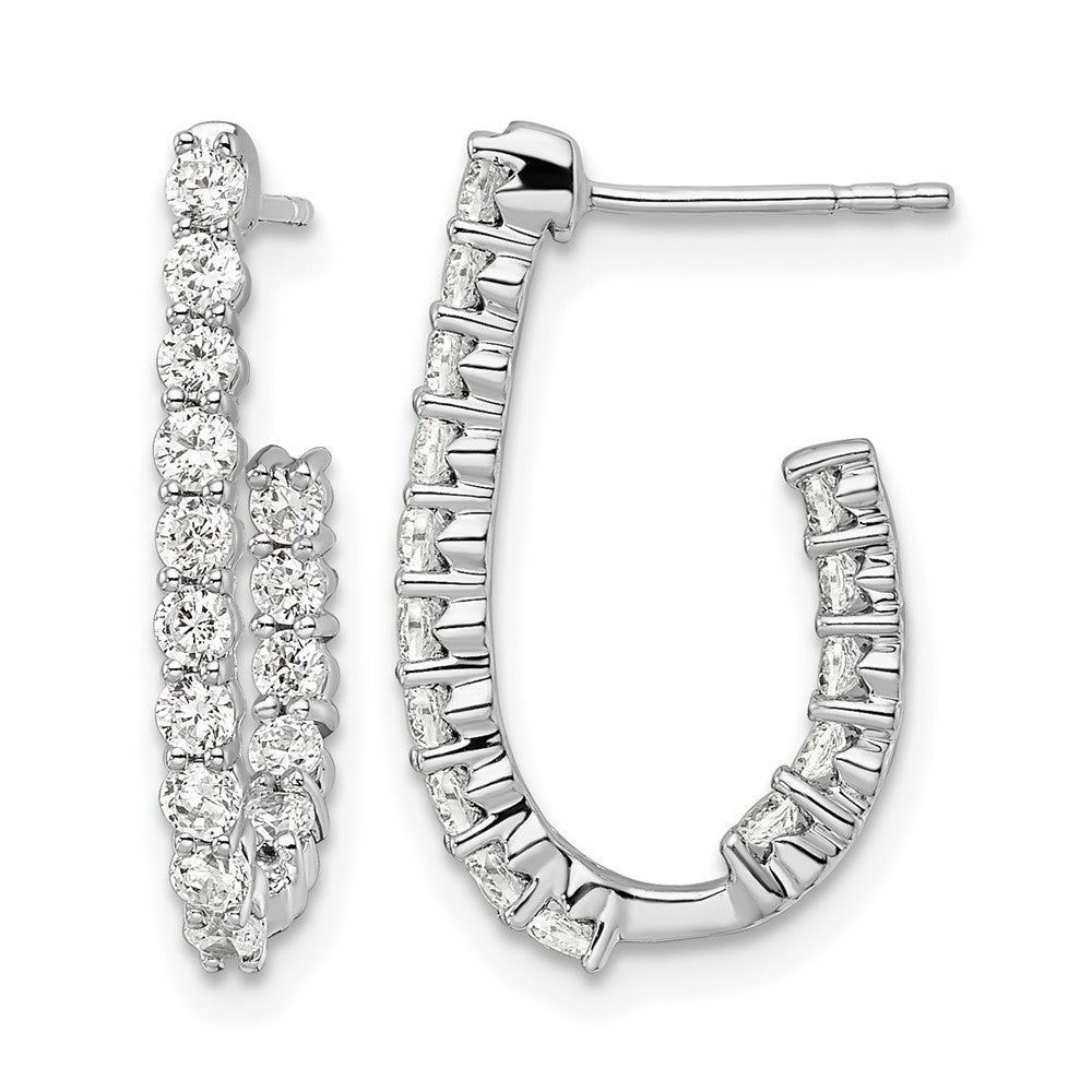 14kw 1ct Lab Grown Diamond VS/SI+ G+ Comp In/Out J-Hoop Hoop Earrings