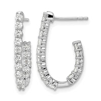 14kw 1ct Lab Grown Diamond VS/SI+ G+ Comp In/Out J-Hoop Hoop Earrings