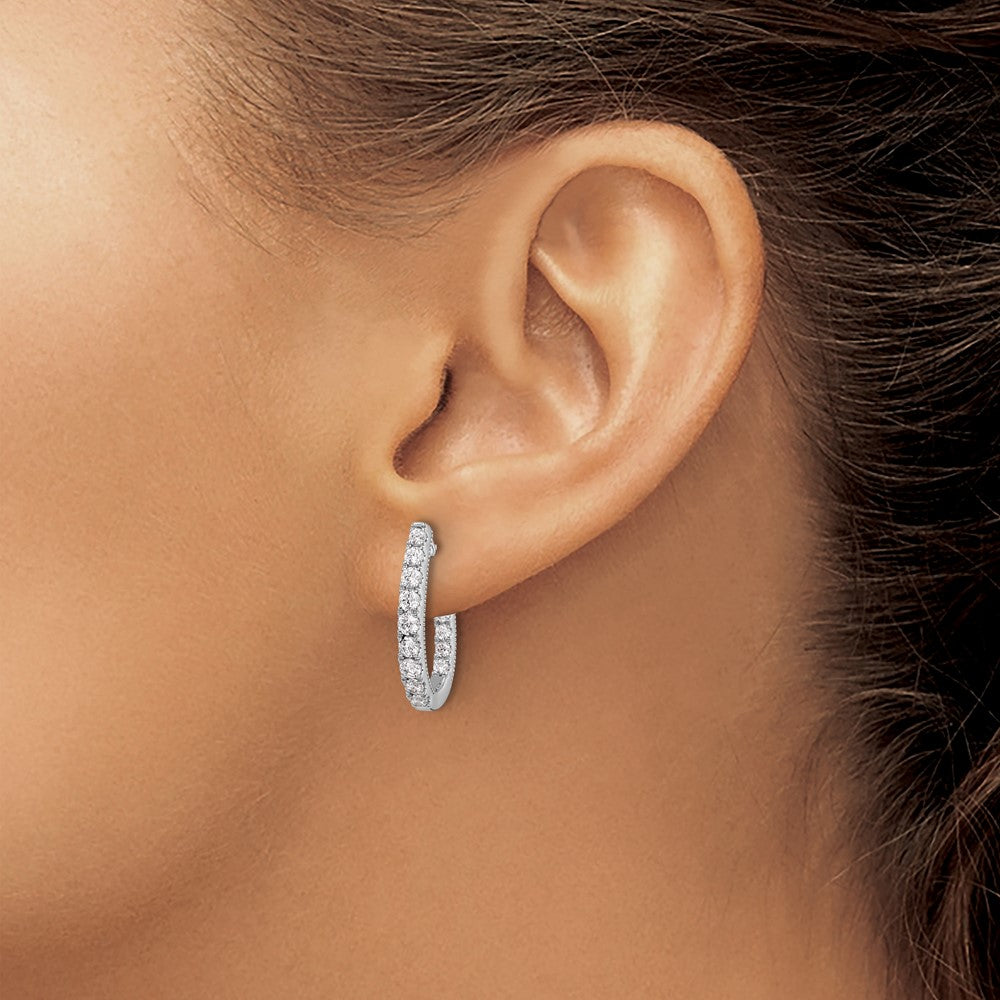 14kw 1ct Lab Grown Diamond VS/SI+ G+ Comp In/Out J-Hoop Hoop Earrings