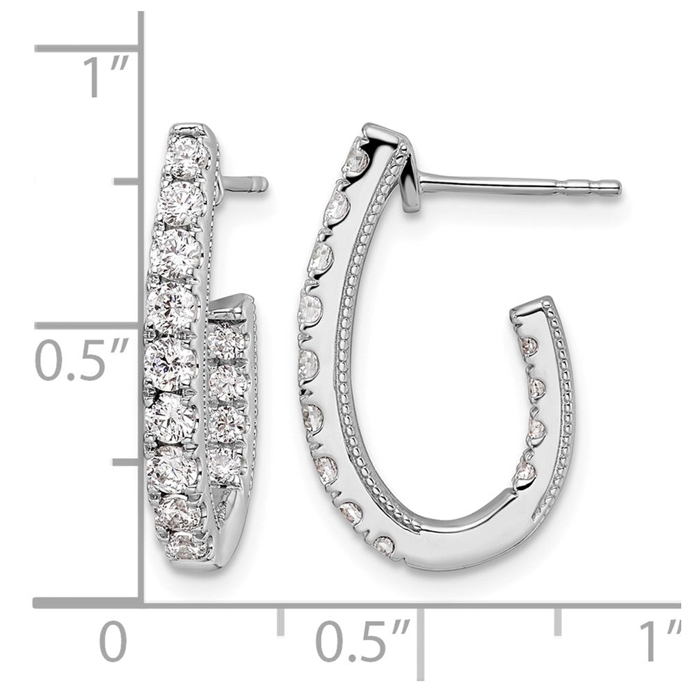 14kw 1ct Lab Grown Diamond VS/SI+ G+ Comp In/Out J-Hoop Hoop Earrings