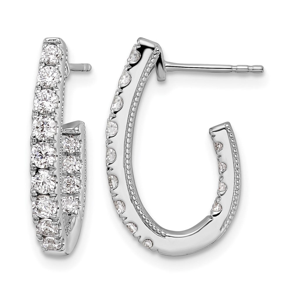 14kw 1ct Lab Grown Diamond VS/SI+ G+ Comp In/Out J-Hoop Hoop Earrings