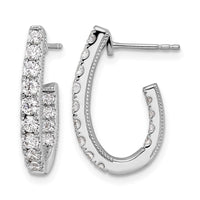 14kw 1ct Lab Grown Diamond VS/SI+ G+ Comp In/Out J-Hoop Hoop Earrings