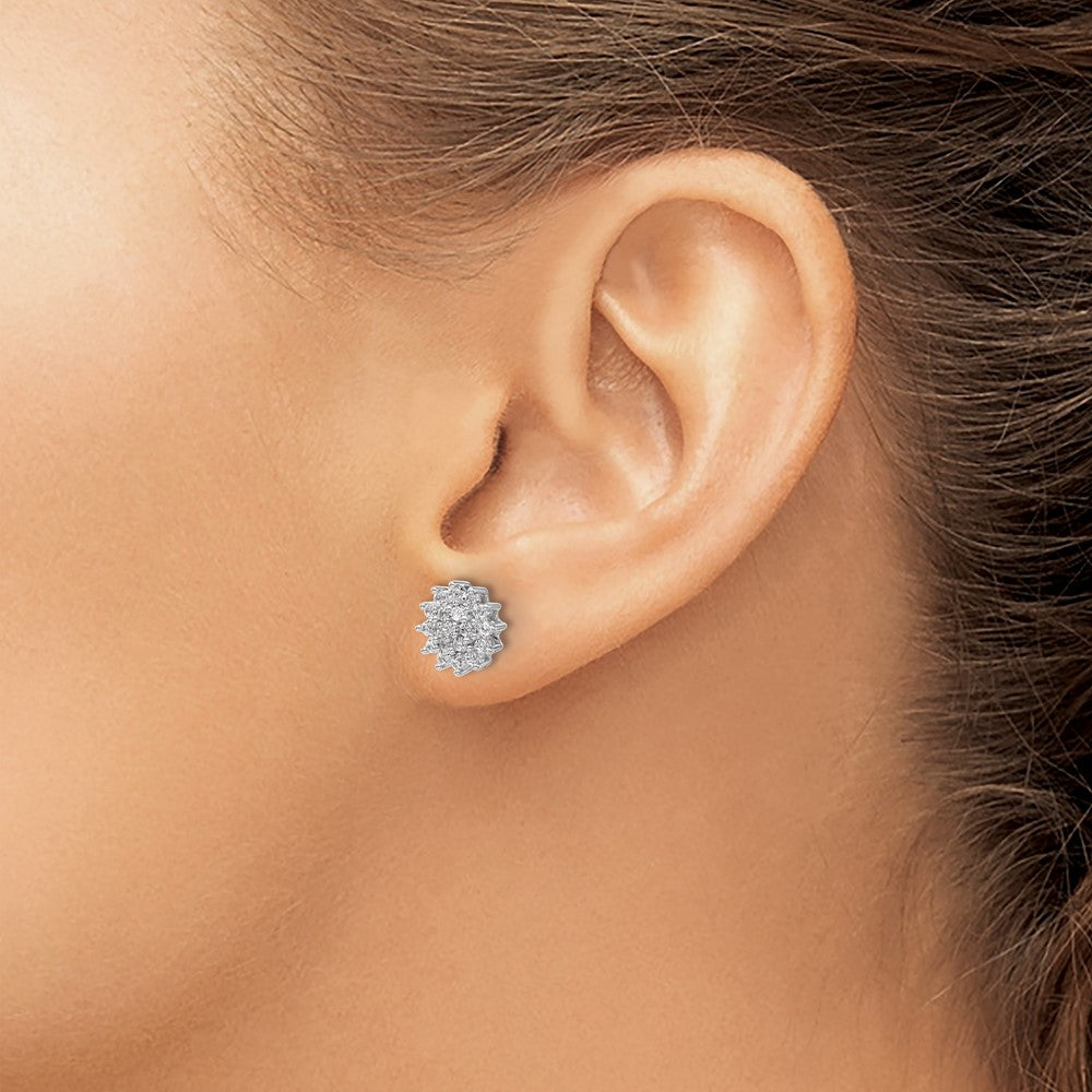 14k White Gold 1/2 ct Lab Grown Diamond VS/SI+ G+ Cluster Post Earrings