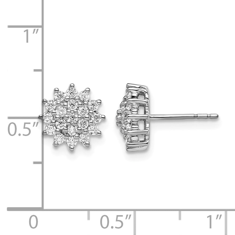 14k White Gold 1/2 ct Lab Grown Diamond VS/SI+ G+ Cluster Post Earrings