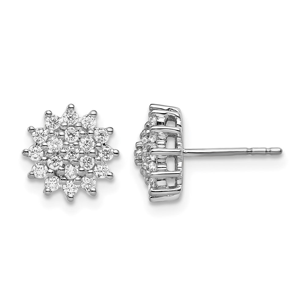 14k White Gold 1/2 ct Lab Grown Diamond VS/SI+ G+ Cluster Post Earrings