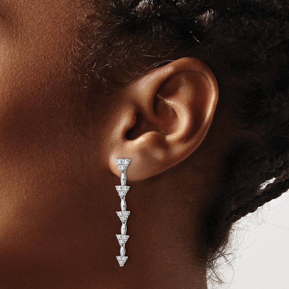 14kw 1ct Lab Grown Dia VS/SI+ G+ Comp. Dangle Cluster Post Earrings