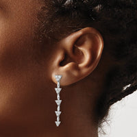 14kw 1ct Lab Grown Dia VS/SI+ G+ Comp. Dangle Cluster Post Earrings