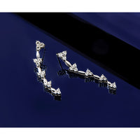 14kw 1ct Lab Grown Dia VS/SI+ G+ Comp. Dangle Cluster Post Earrings