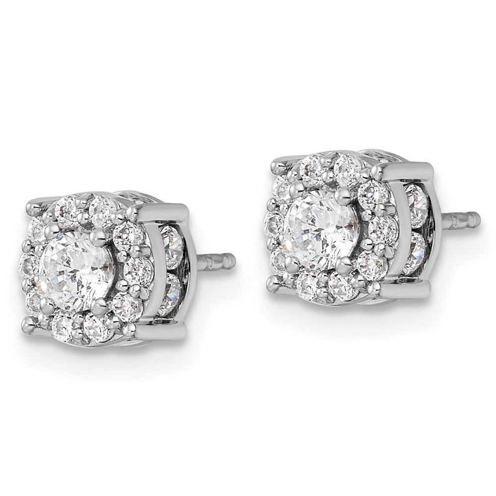 14kw 1ct Lab Grown Diamond VS/SI+ G+ Comp Round Halo Post Earrings
