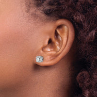 14kw 1ct Lab Grown Diamond VS/SI+ G+ Comp Round Halo Post Earrings