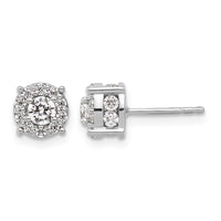 14kw 1ct Lab Grown Diamond VS/SI+ G+ Comp Round Halo Post Earrings