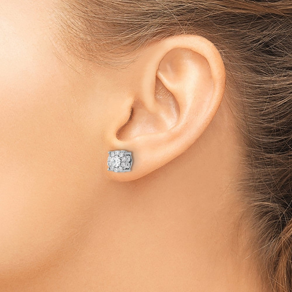14kw 2ct Lab Grown Diamond VS/SI+ G+ Comp Round Halo Post Earrings