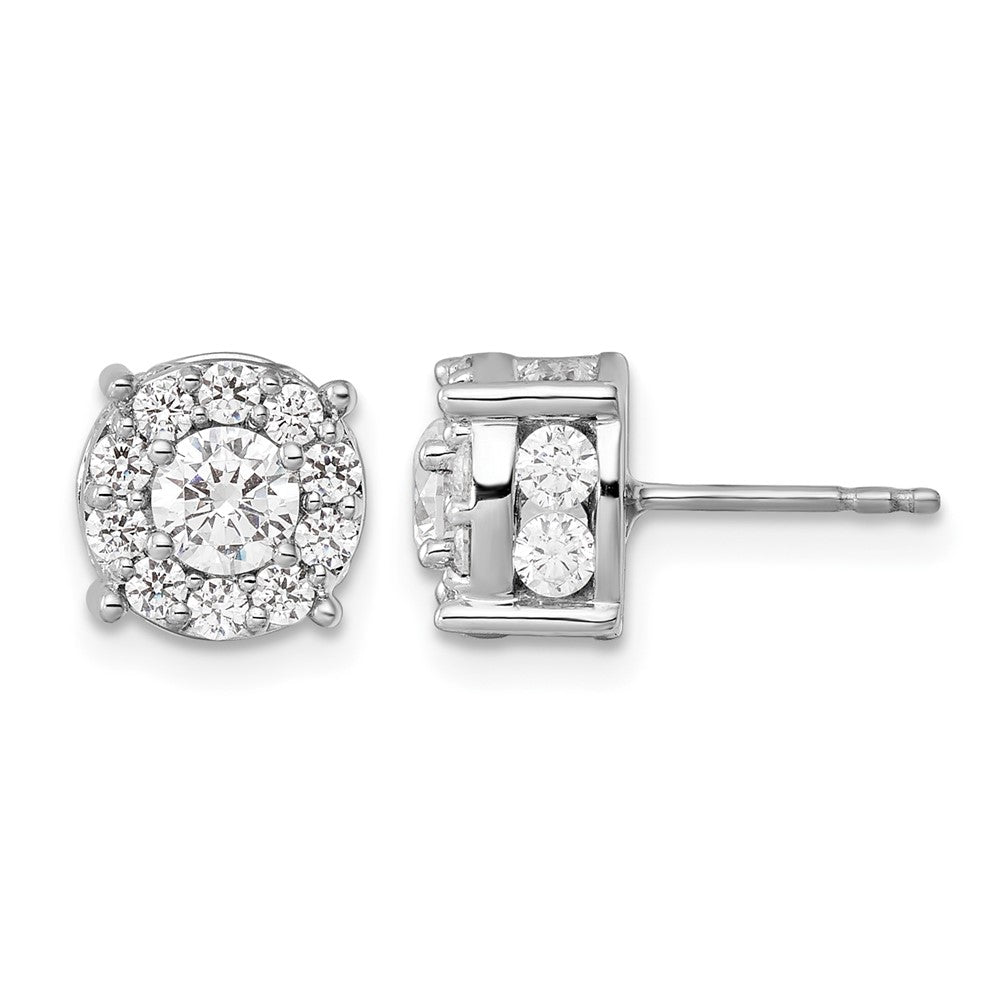 14kw 2ct Lab Grown Diamond VS/SI+ G+ Comp Round Halo Post Earrings