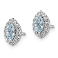 14kw 1/5 ct Lab Grown Dia VS/SI+ G+ & Aquamarine March Birthstone Earrings