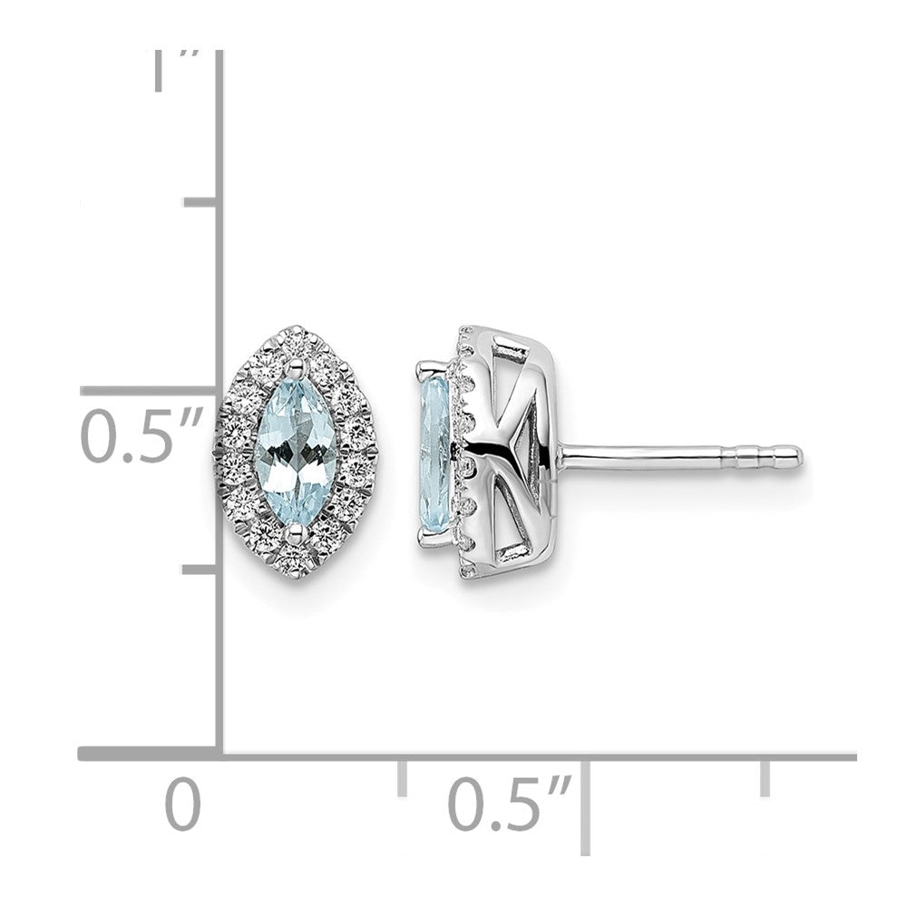 14kw 1/5 ct Lab Grown Dia VS/SI+ G+ & Aquamarine March Birthstone Earrings