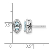14kw 1/5 ct Lab Grown Dia VS/SI+ G+ & Aquamarine March Birthstone Earrings
