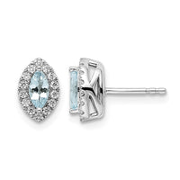 14kw 1/5 ct Lab Grown Dia VS/SI+ G+ & Aquamarine March Birthstone Earrings