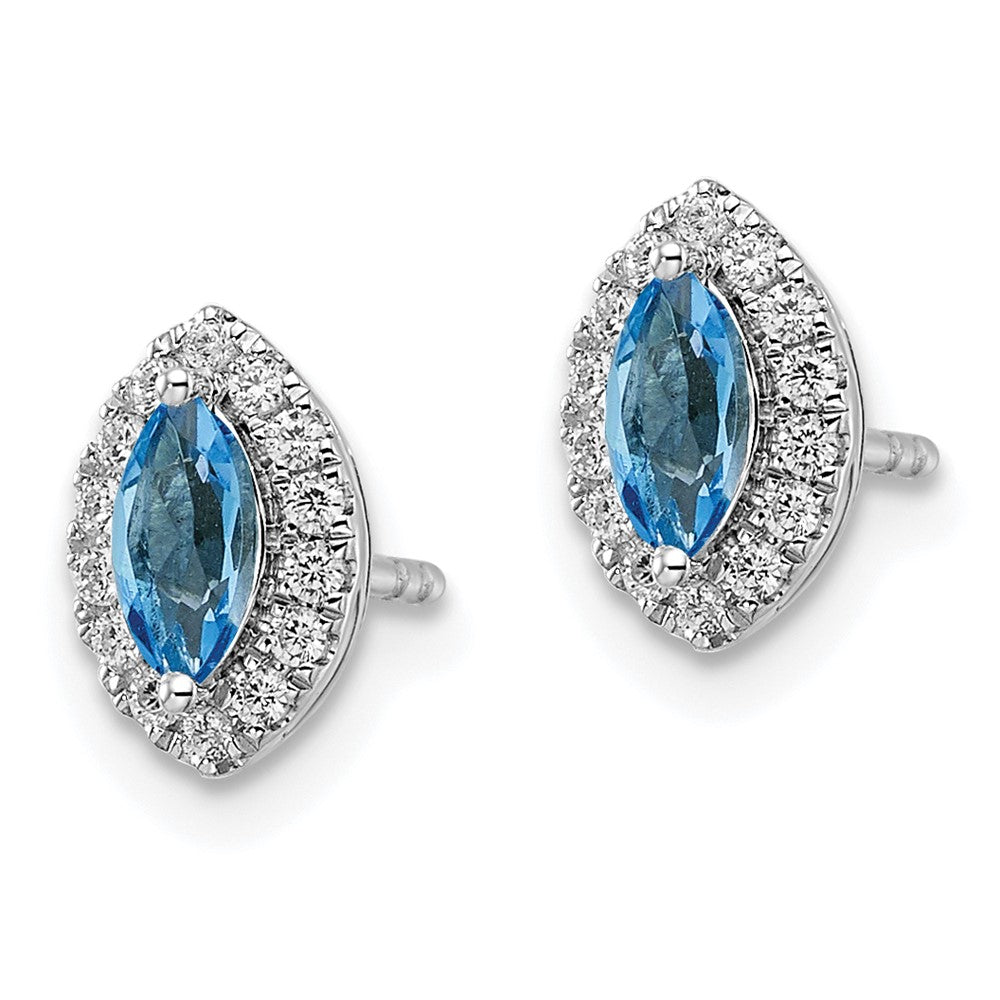 14kw 1/5 ct Lab Grown Dia VS/SI+ G+ & Topaz Dec Birthstone Post Earrings