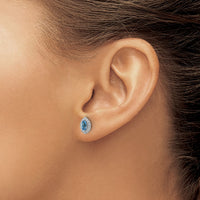 14kw 1/5 ct Lab Grown Dia VS/SI+ G+ & Topaz Dec Birthstone Post Earrings