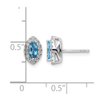 14kw 1/5 ct Lab Grown Dia VS/SI+ G+ & Topaz Dec Birthstone Post Earrings