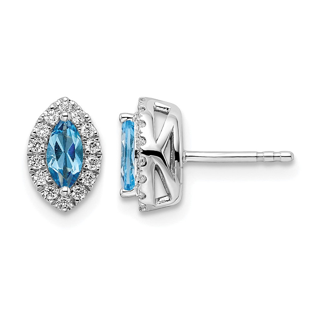 14kw 1/5 ct Lab Grown Dia VS/SI+ G+ & Topaz Dec Birthstone Post Earrings