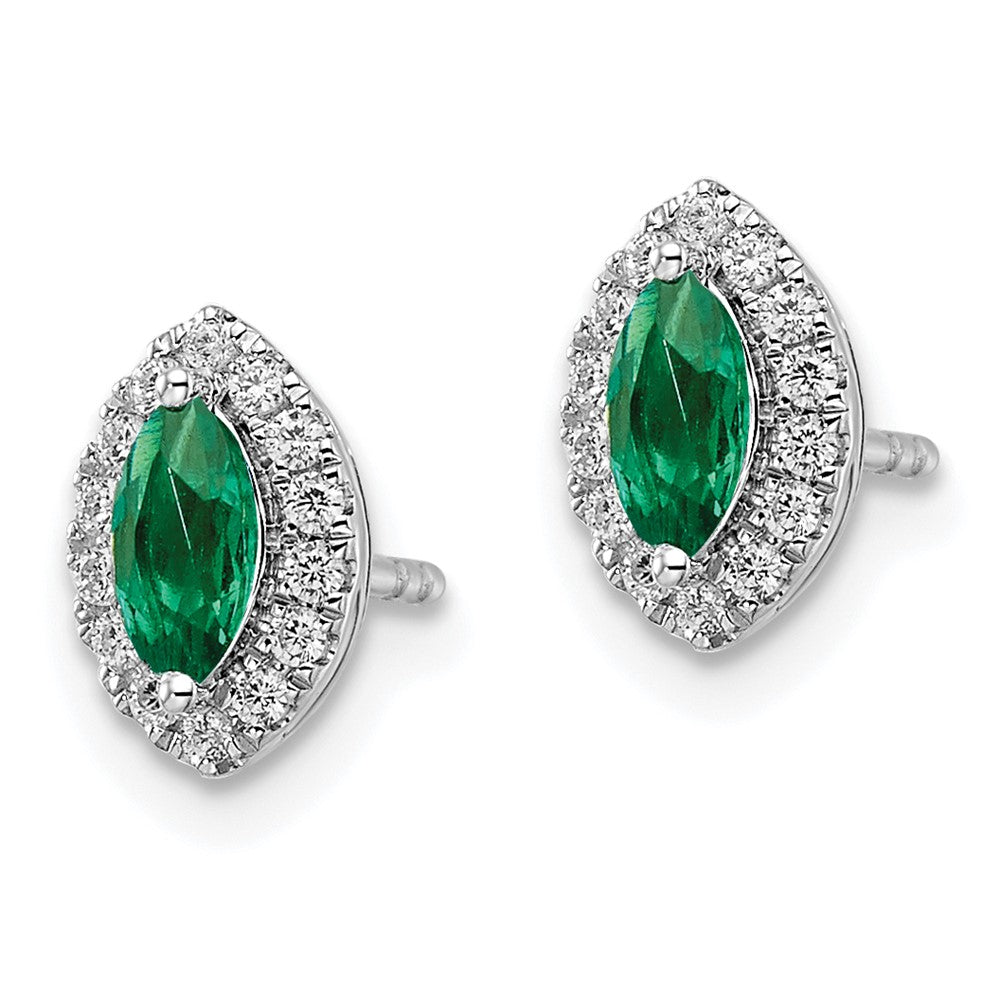 14kw 1/5ct Lab Grown Dia VS/SI+ G+ & Cr Emerald May Birthstone Earrings