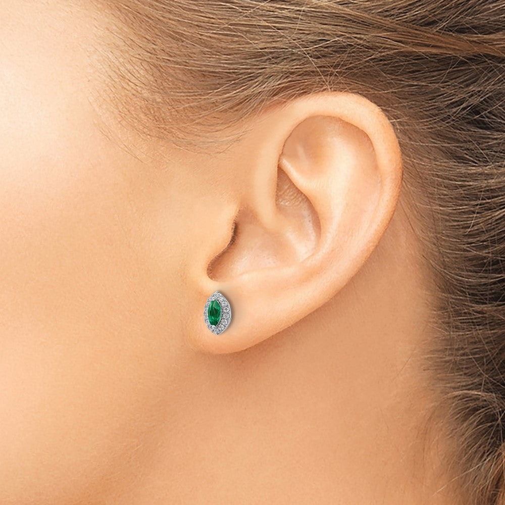 14kw 1/5ct Lab Grown Dia VS/SI+ G+ & Cr Emerald May Birthstone Earrings