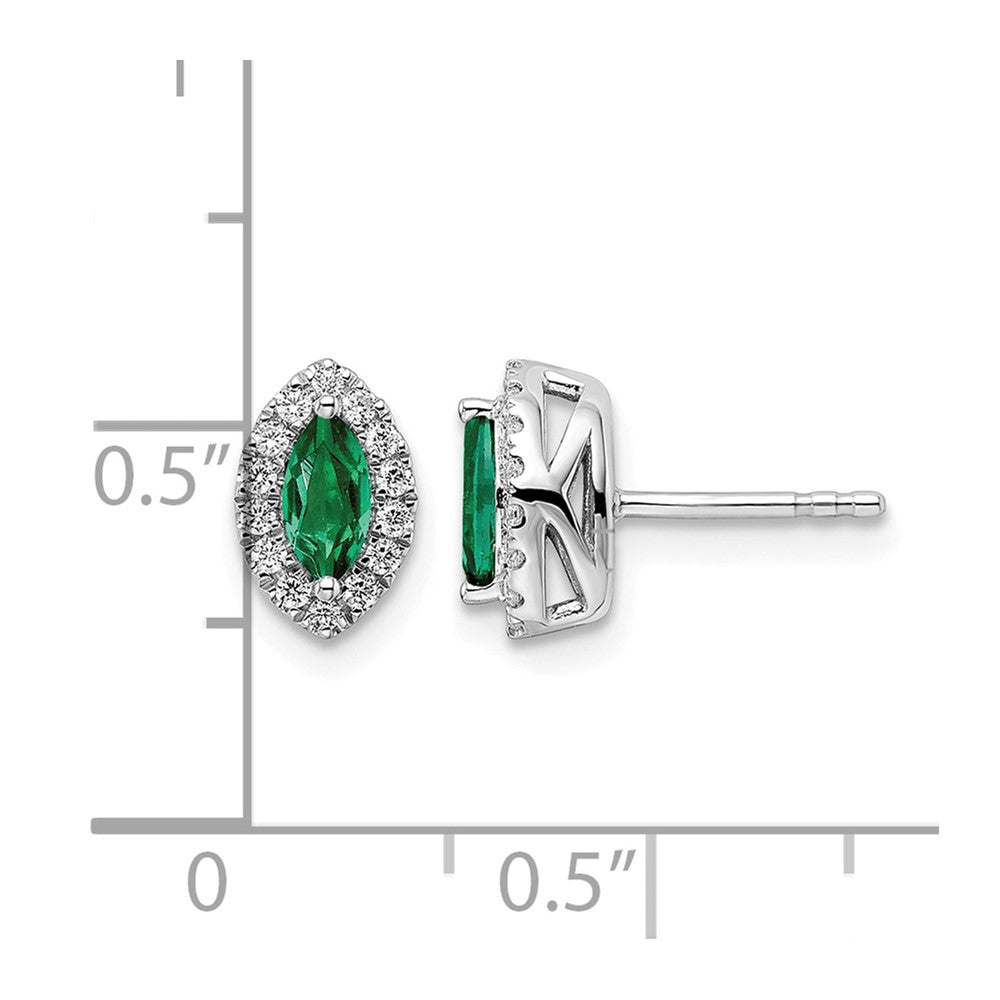 14kw 1/5ct Lab Grown Dia VS/SI+ G+ & Cr Emerald May Birthstone Earrings